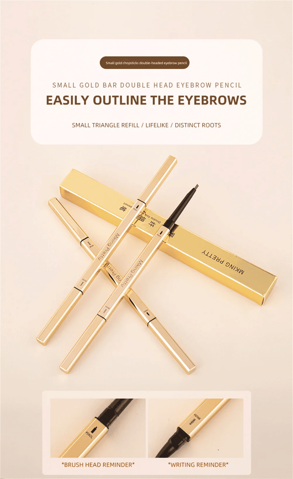 Description Picture 4 of itemMakeup for Women Waterproof Eyebrow Enhancer Pen with Double Head Pencil and Brush  Long Lasting Eye Brow Cosmetics Easy to Wear