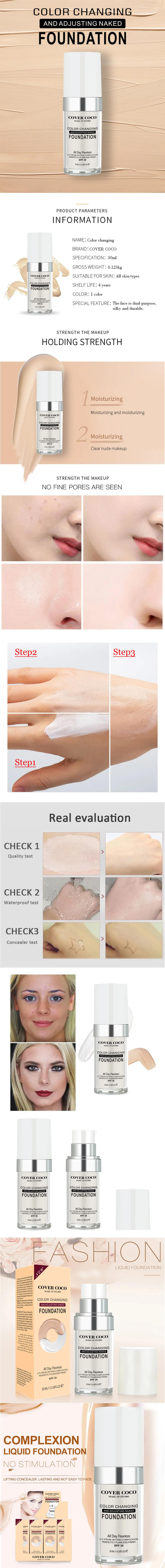 Description Picture 2 of itemLong Lasting Concealer Liquid Foundation Warming Skin Color Liquid Foundation Light and Transparent Moisturizing Cream Cosmetics