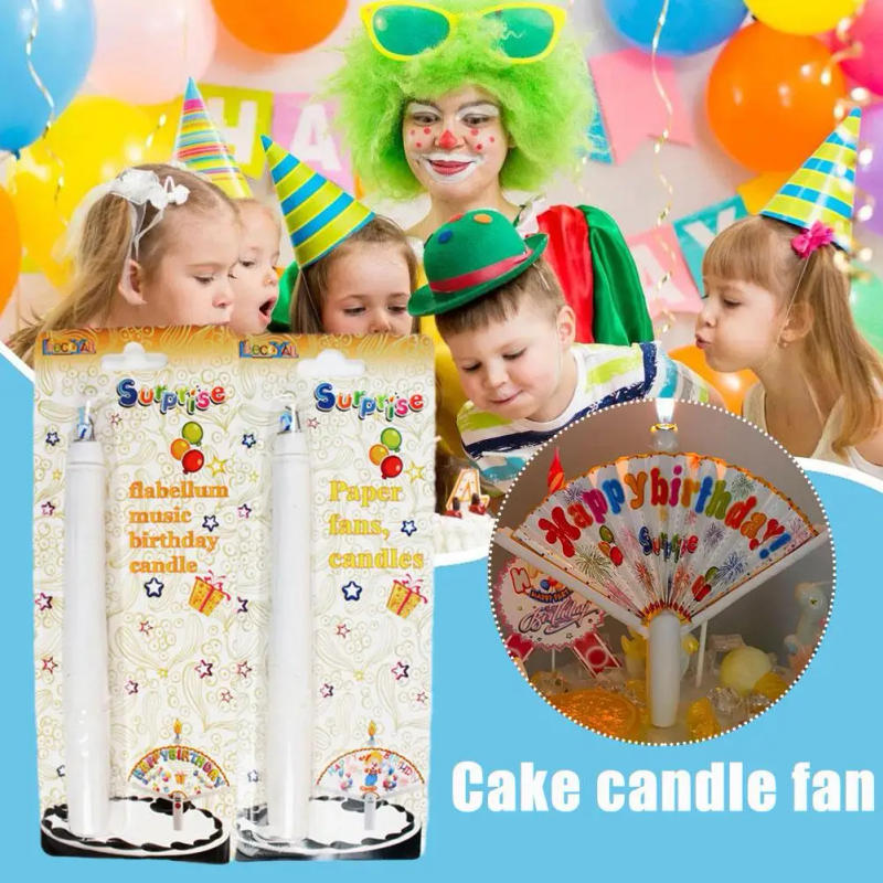 Description Picture 4 of item1PC Creative Surprise Fan Birthday Candle Birthday Birthday Decoration Decor Party Candle Candle Cake Clown Cake Happy Funn V8I7