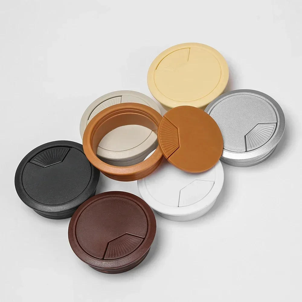 Description Picture 2 of item60/80mm Computer Grommet Desk Table Plastic Cable Hole Cover PC Computer Desk Classic Round Wire Tidy Grommet