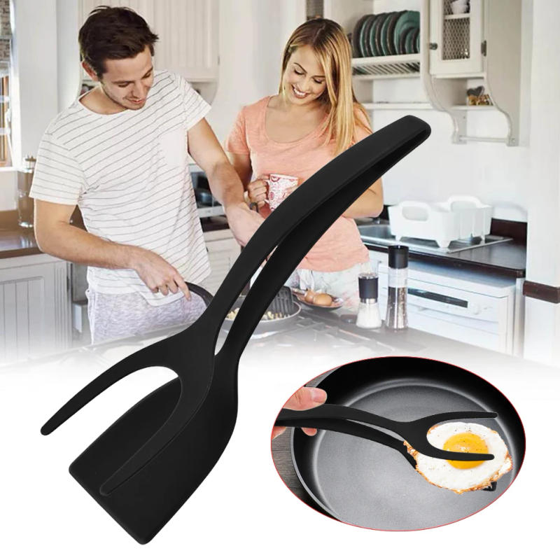 Description Picture 5 of item2 In 1 Kitchen Silicone Spatula Silicone Grip Steak Spatula Tongs Clamp Pancake Fried Turners Cooking Accessories Gadget Tools