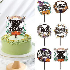 1Pc Halloween Castle Cake Topper Dessert Decoration Witch Ghost Pumpkin Spider Party Supplies Cake Topper