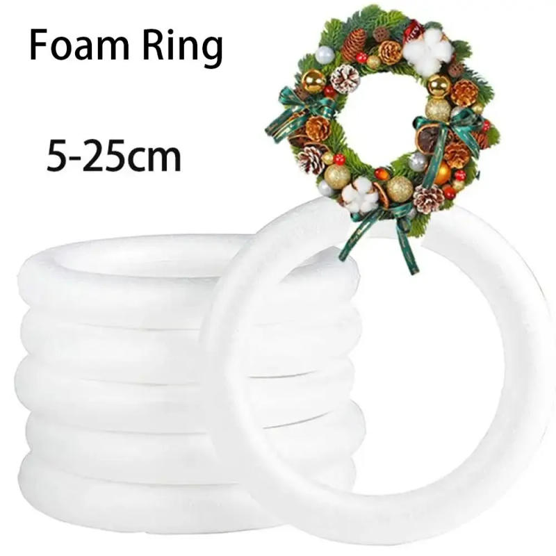 Description Picture 2 of item1Pcs 5/7/8/10/12/15/17/20cm White Round Polystyrene Foam Ring For Christmas Crafts DIY Handmade Wreath Wedding Party Decorations