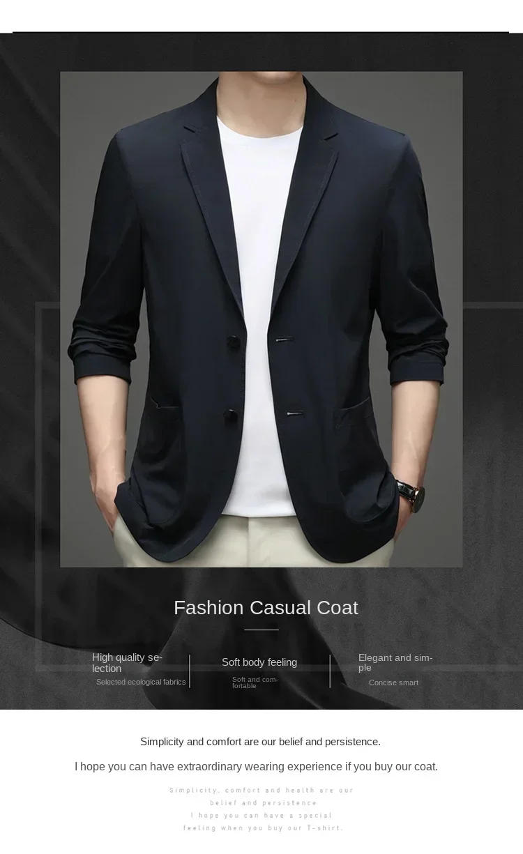 Description Picture 3 of itemMen's Suit Jacket Summer Ultra-Thin Breathable High Elastic Lightweight Ice Silk Sun Protection Casual Suit Jacket Men