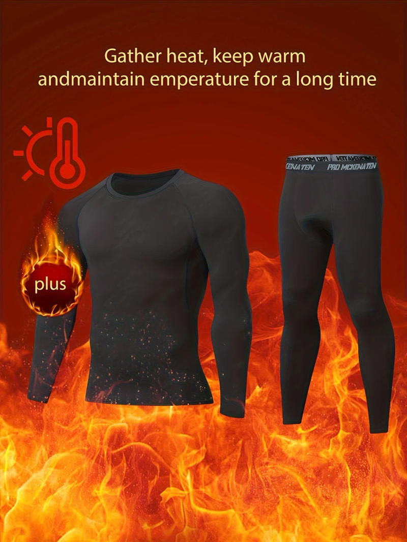 Description Picture 2 of itemWinter Thermal Underwear Set For Men Keep Warm Long Johns Base Layer Sports Fitness Leggings Tight Undershirts Fleece Pajamas