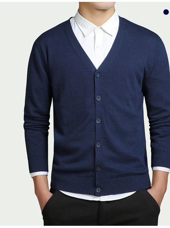 Description Picture 3 of itemNew Men's Sweater Long-sleeved V-neck Sweater Loose All-match Button Knit Casual Style Cardigan