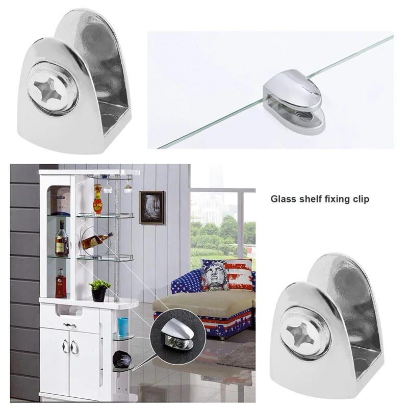 Description Picture 5 of item8Pcs Glass Clamp Adjustable Zinc Alloy Glass Clip Wall Mounting Shelf Clamp Holder Flat Back Mount Holder For Staircase Handrail