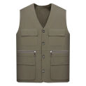 Men Vest Jacket Male Waistcoat Washable Relaxed Fit Single Breasted Overall Jacket Vest Multiple Pockets Work Vest Cargo Vest