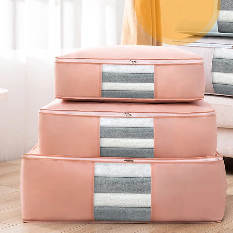 Description Picture 4 of itemFoldable Storage Bags for Clothes Non-Woven Clothing Organizer Wardrobe Closet Organizer for Pillow Quilt Blanket Storage