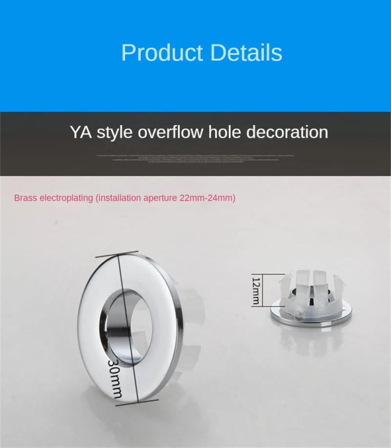 Description Picture 6 of itemWater Hole Overflow Cover Round Easy To Install Anti-rust Durability Anti-crack Basin Drain Sink Hole Overflow Cover Sink Hole