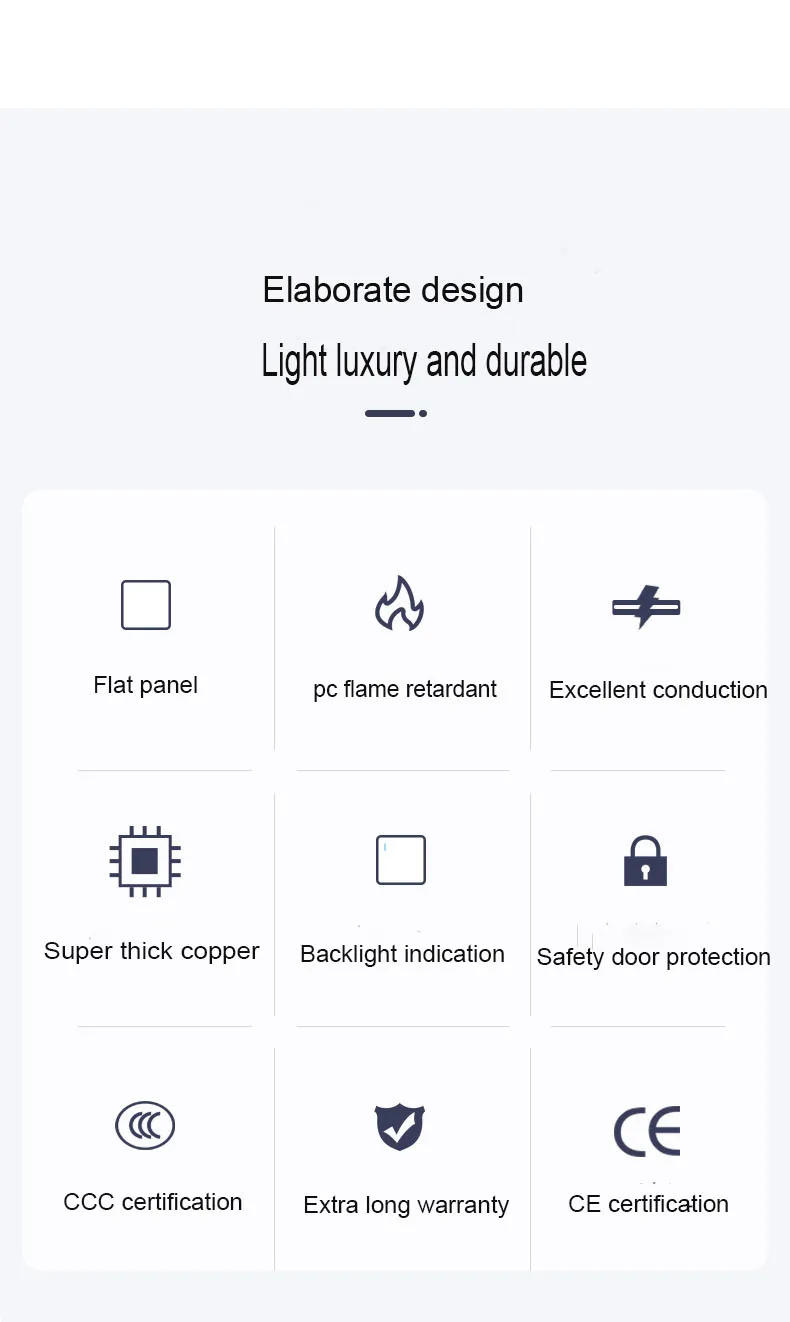Description Picture 3 of itemUk Standard 13A Gold USB Plug Wall Power Socket Light Switch,220V Universal 6-hole Dual Socket with 2.1A Usb Charging Port