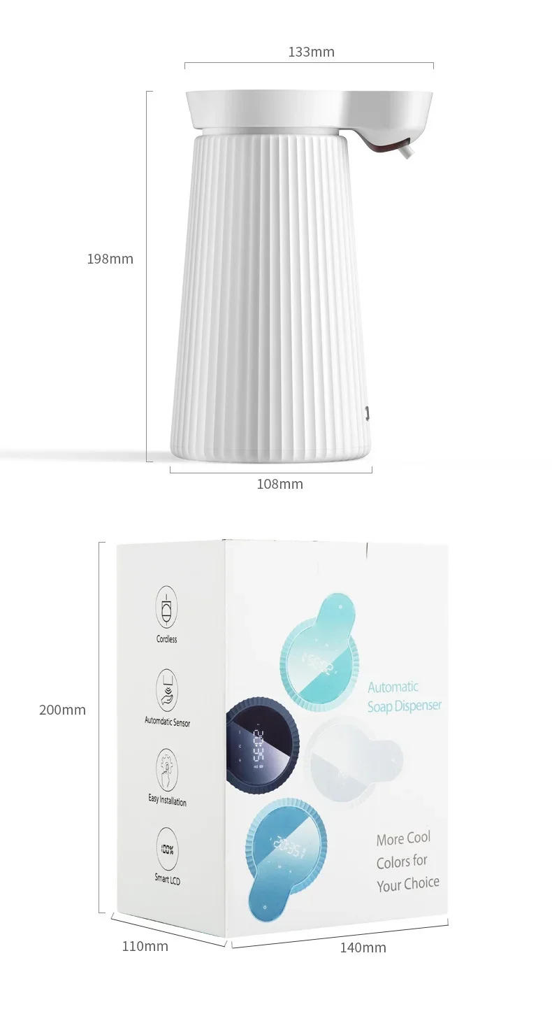 Description Picture 3 of item500ML Automatic Foam Soap Dispenser Large Screen Time Display Touchless Infrared Sensor Liquid Soap Machine Pump Hand Sanitizer