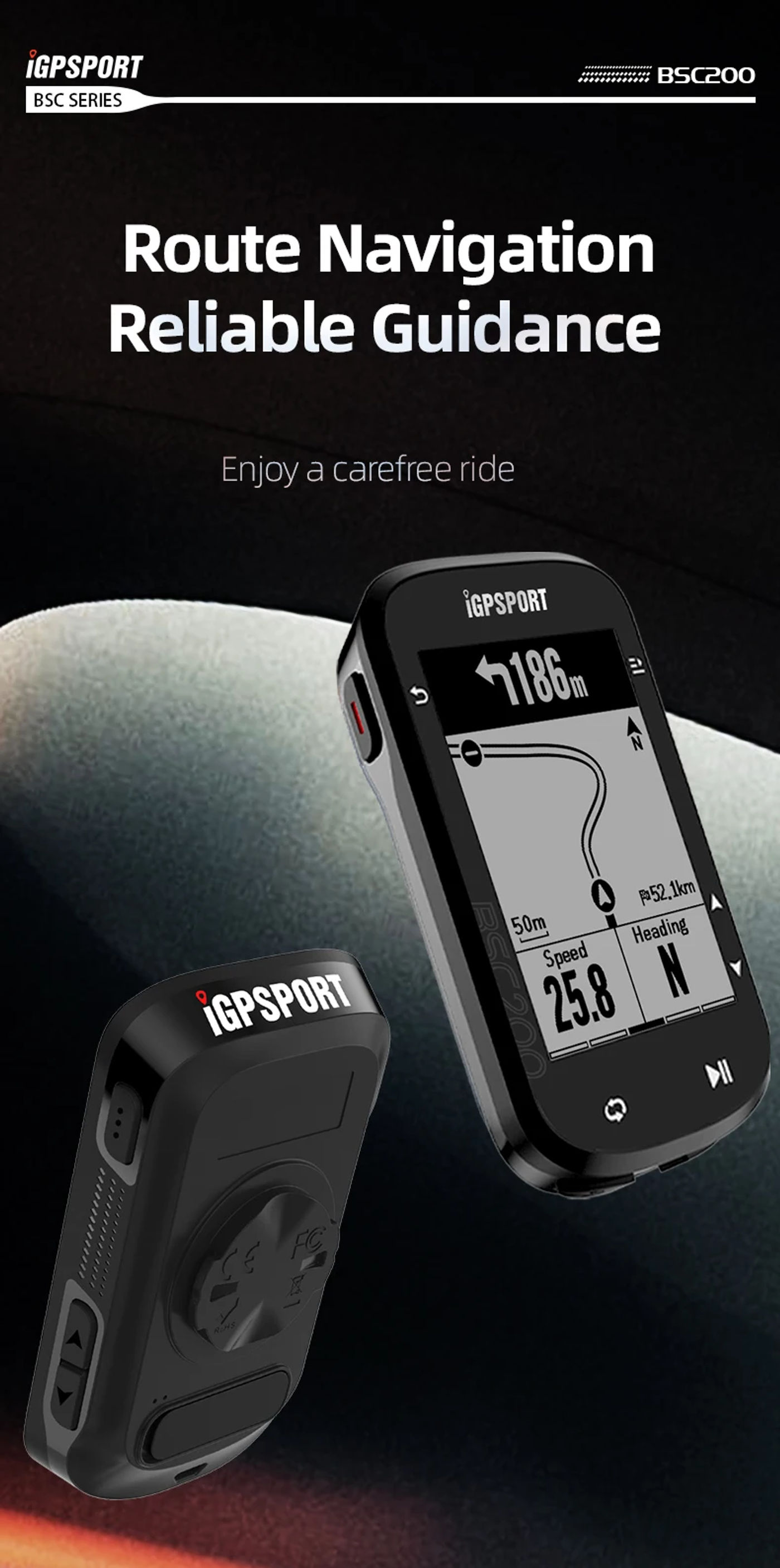 Description Picture 2 of itemiGPSPORT BSC200 bsc200 GPS ANT+Cycling Bike Computer Sensors Riding Bicycle Route Navigation Wireless Waterproof Odometer