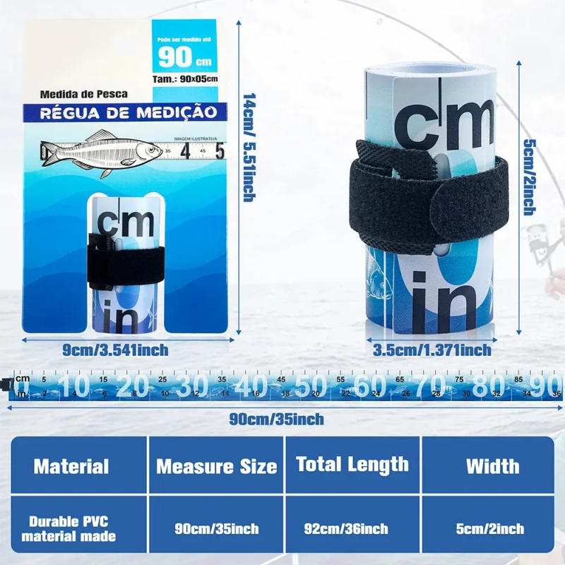 Description Picture 3 of item1Pcs Waterproof Fish Measuring Ruler 90cm/35in Foldable Fishing Measuring Tape Sticker Fishing Accessories Tackle Tool