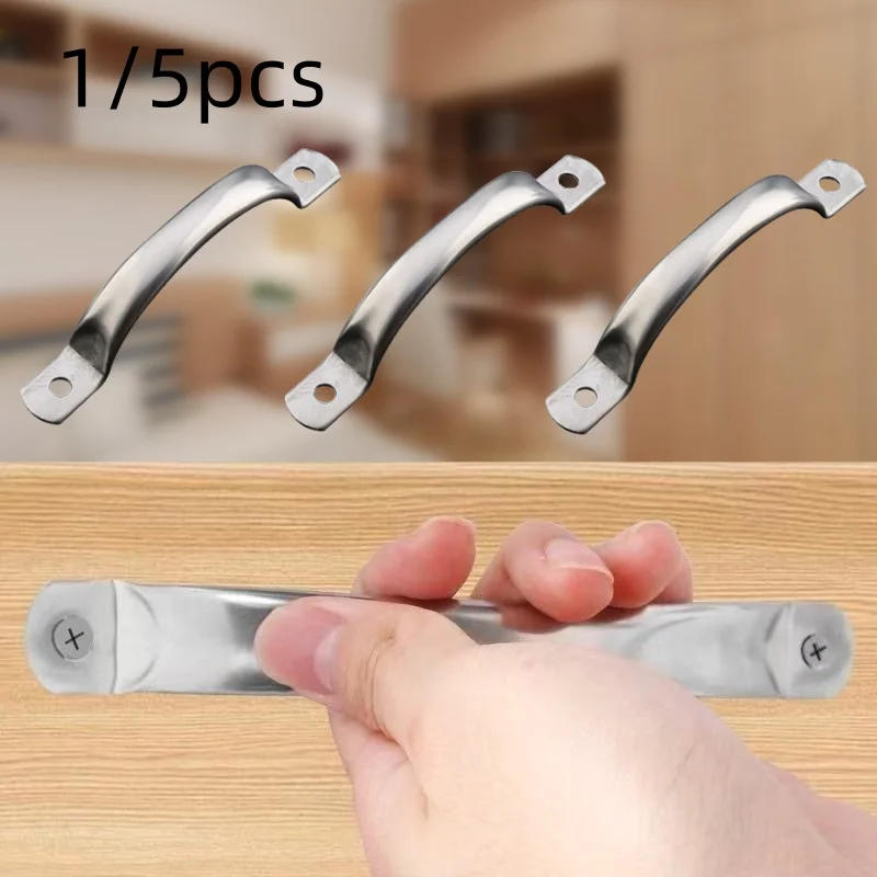 Description Picture 2 of item1/5pcs silver door handle cabinet, suitable for drawer cabinets without door handles, easy to install hardware accessories