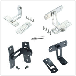4pcs Stainless Steel Door Lock Hasp w/screw Matte Black/Brushed Silver 90° Sliding Doors Latch Buckle Window Bath Outdoor Garden