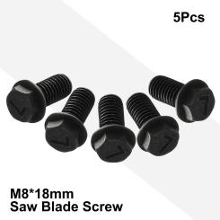 5-pcs Saw Blade Screw M8 X 18mm Left Hand Thread Hex Flange For Cutting Machine Carbon Steel Material Not Easy-Rust-Tool Parts