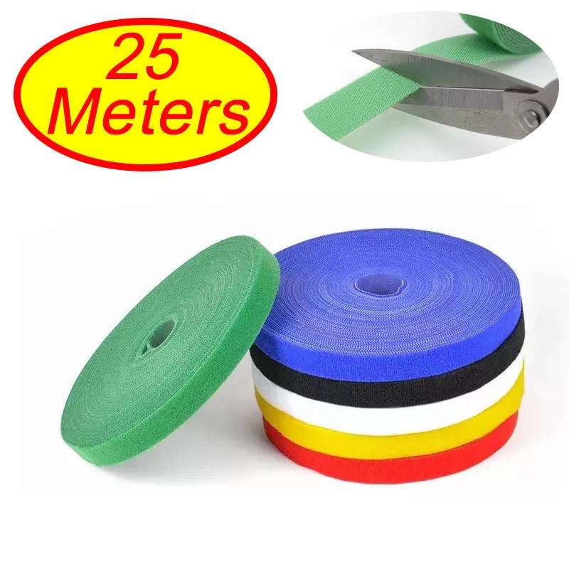 Description Picture 2 of item25M 10mm/20mm Nylon Self Adhesive Tape Fastening Tape Cable Ties Double Side Hook Roll Hook and Loop Straps Wires Cords Organize