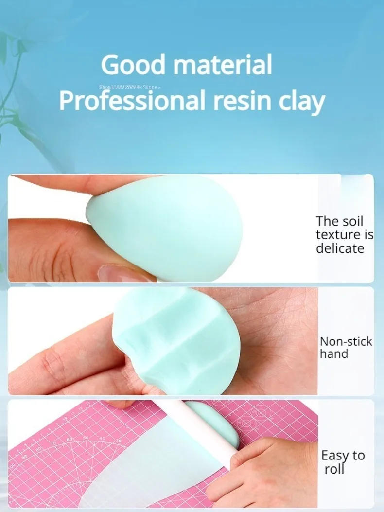 Description Picture 5 of item200g Resin Clay Transparent Material Color Sticky Soil DIY Hand Model Modeling Doll Simulation Flower Polymer Clay Material