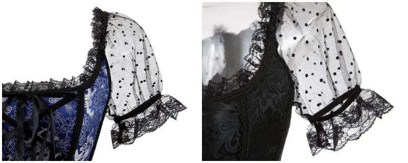 Description Picture 5 of itemCorset Top Off Shoulder Plus Size Burlesque Costumes Floral Lace Up Bustiers & Corsets Overbust Straps Sleeve Vintage Sexy Party