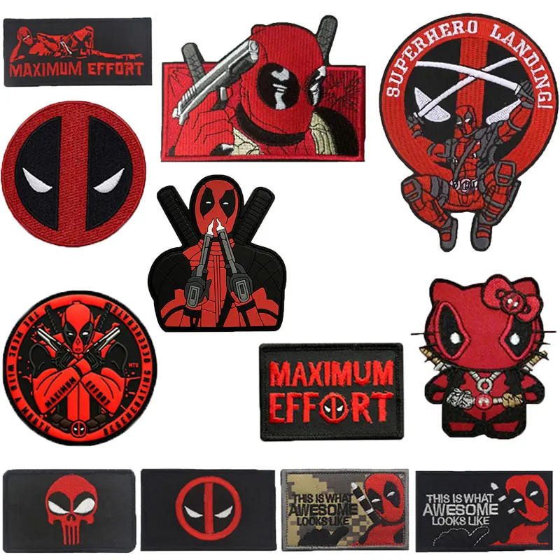 Description Picture 2 of itemNew Logo Death Attendant Badge Iconic Brand Superhero Embroidered Badge Clothing Hook and Loop Patch Diy Hat Backpack Armband