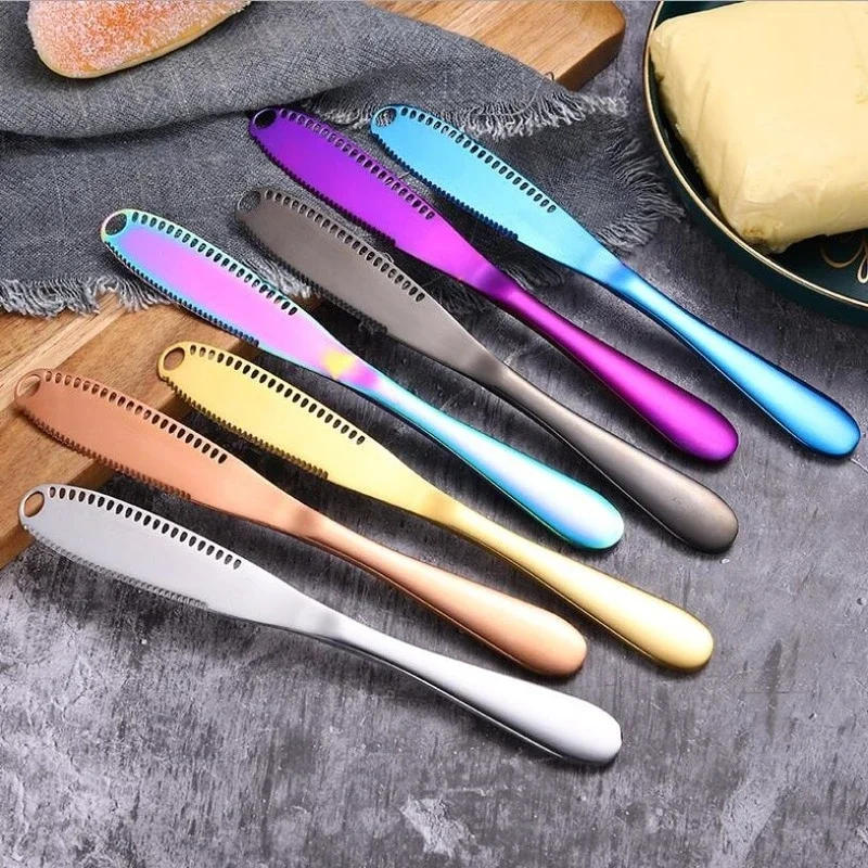 Description Picture 2 of itemStainless Steel Butter Knife Rose Gold Cheese Dessert Jam Spreaders Cream Knifes Utensil Cheese Spatula Cutlery Dessert Tools