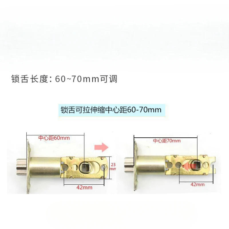 Description Picture 4 of item1 set of aluminum alloy three pole door lock plastic steel color steel door bathroom split handle lock including key