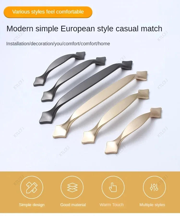 Description Picture 2 of itemBlack Copper Brushed Drawer Modern Minimalist Wardrobe Shoe Cabinet Handle Light Luxury Minimalist Zinc Alloy Handle