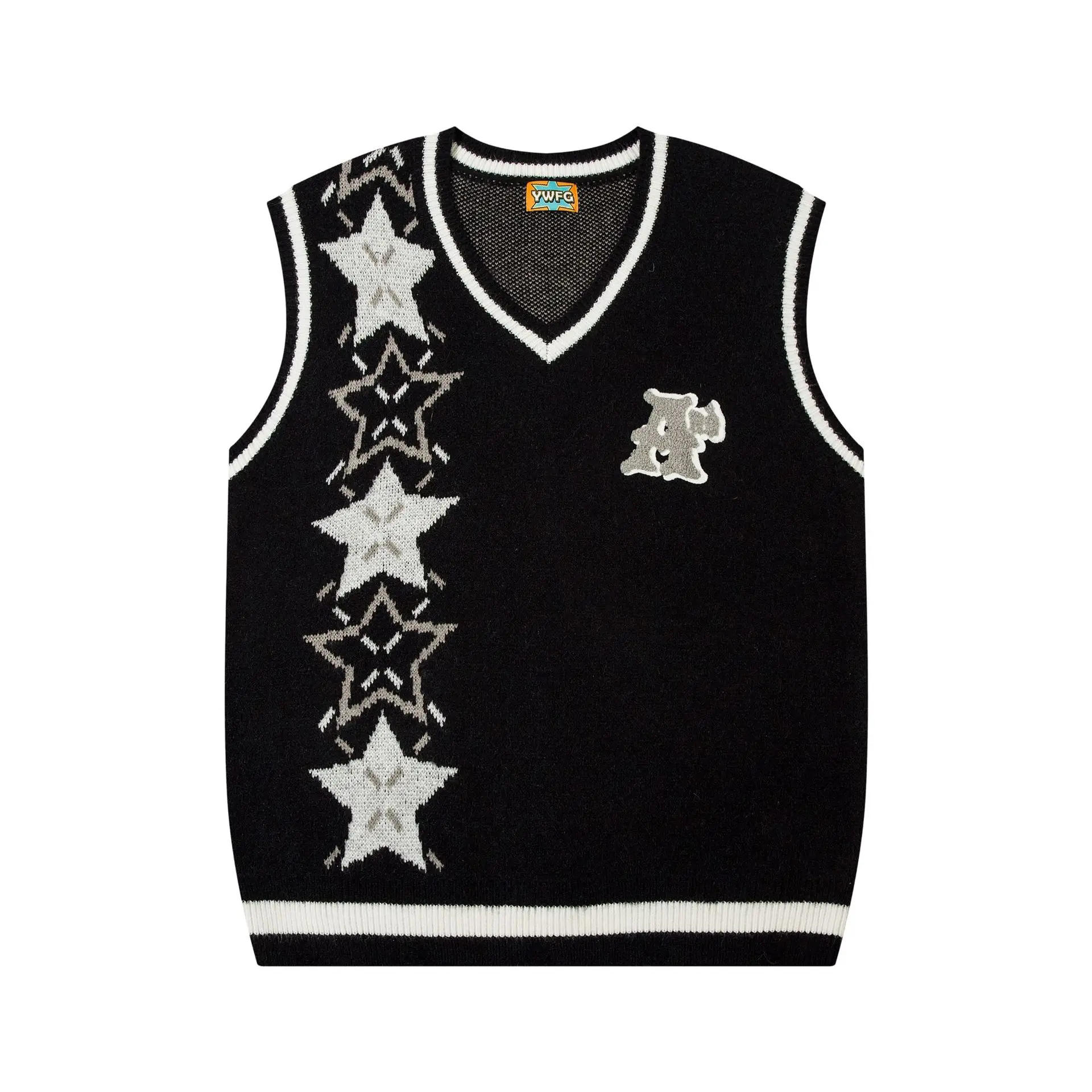 Description Picture 4 of itemJapanese V-neck Sleeveless Sweater Men Star Print College Style Casual Knitted Vest Women Harajuku Loose Pullover Jumpers Winter