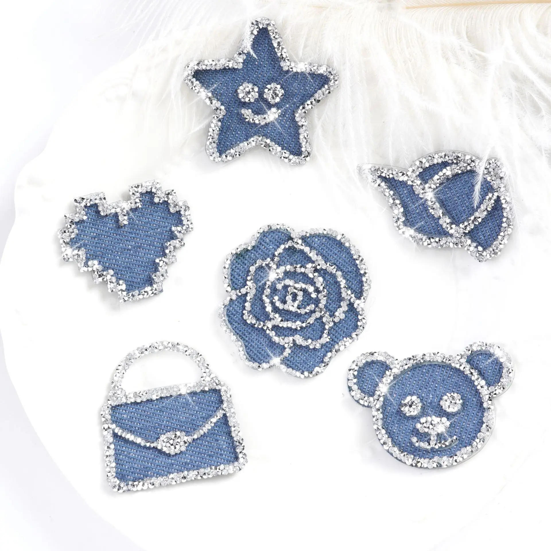 Description Picture 2 of item1PC Rhinestone Hotfix Appliques Patches Clothing Repair Cowboy Decor Iron on Patches Glitter Patches for Jeans Bags Hat