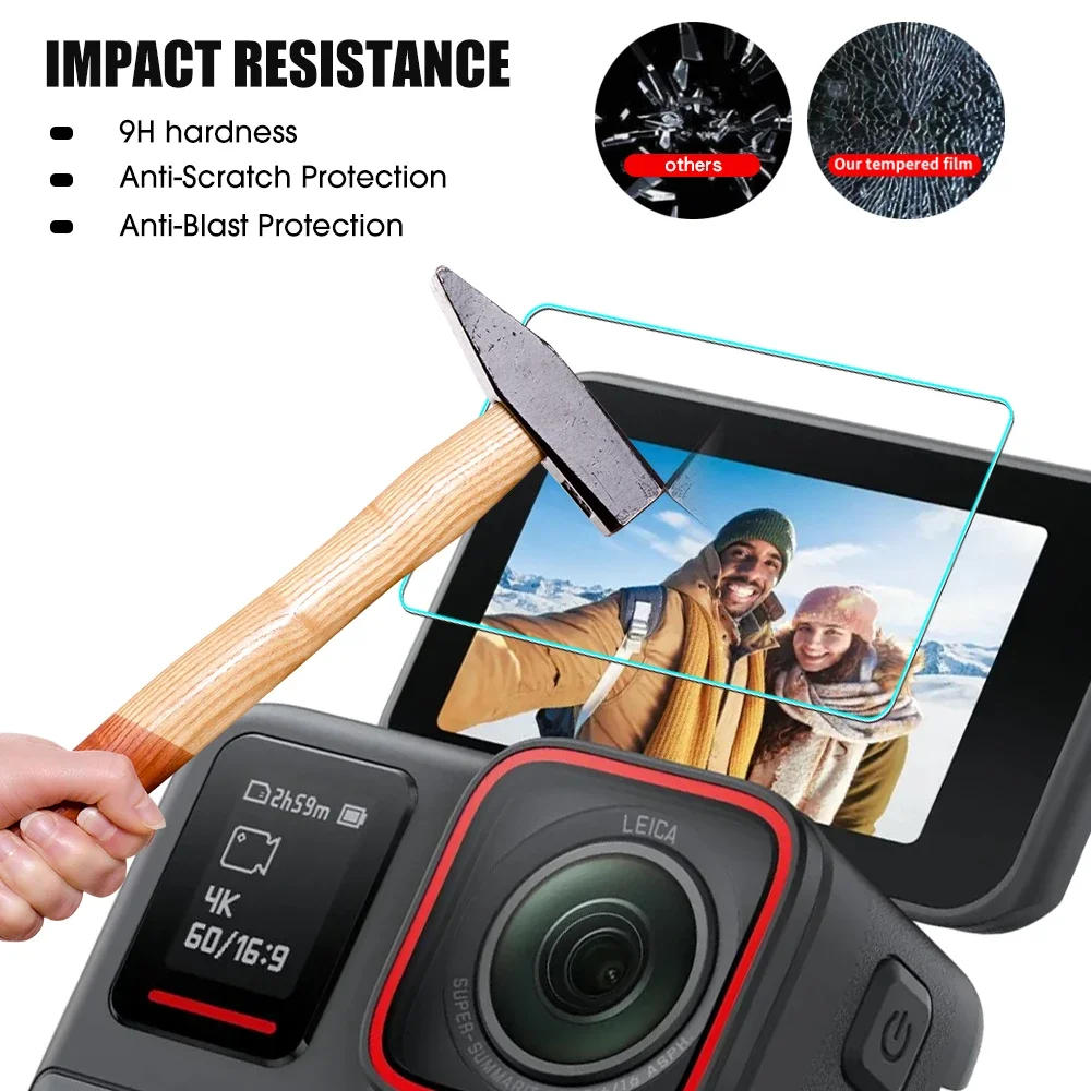 Description Picture 4 of item1-3 Sets for Insta360 ACE Insta360 ACE Pro Camera Tempered Glass Protective Films Anti-scratch HD Clear Lens Screen Protectors