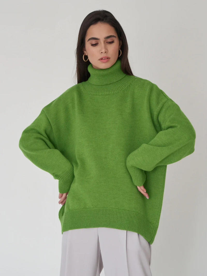 Description Picture 5 of itemAutumn Winter Womens Turtleneck Classic Joker Loose Knitted Sweaters Solid Color High Collar Women's Oversize Pullovers Knitwear