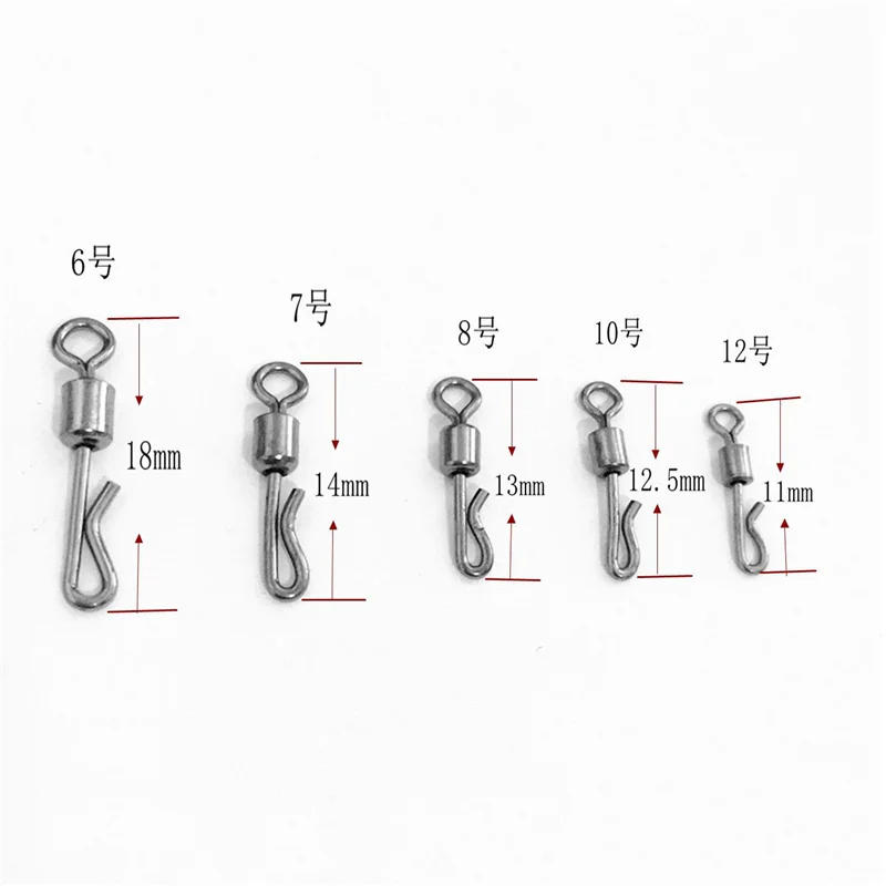 Description Picture 2 of item10pcs Fishing Carp Rolling Quick Change Swivels Connector Interlock Snap Size 6-12# Hook Lure Terminal Swivel Pesca Accessories