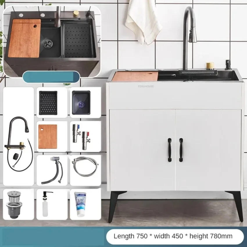 Description Picture 2 of itemNano Stainless Steel Kitchen Sinks Integrated Cabinet Home Wash Basin for Kitchen Simple Washing Sinks for Kitchen Accessories