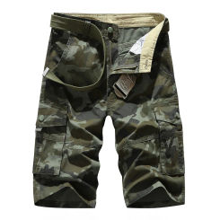 Summer slim casual shorts, that's camouflage oversized American casual sports pants, pure cotton multi pocket workwear pants