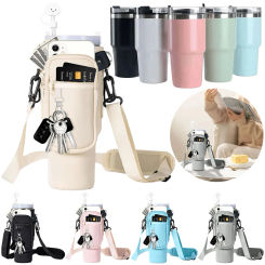 Water Bottle Holder Multi Pockets Water Bottle Bag with Phone Pocket Water Bottle Holder Pouch for Stanley 40oz Cup Accessories