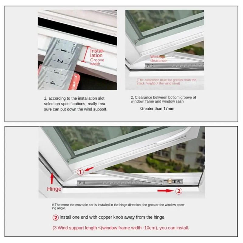 Description Picture 4 of itemStainless Steel Window Support Angle Controller Gusset Fixed Window Restrictor Brace Stopper Hardware Children Safety Lock