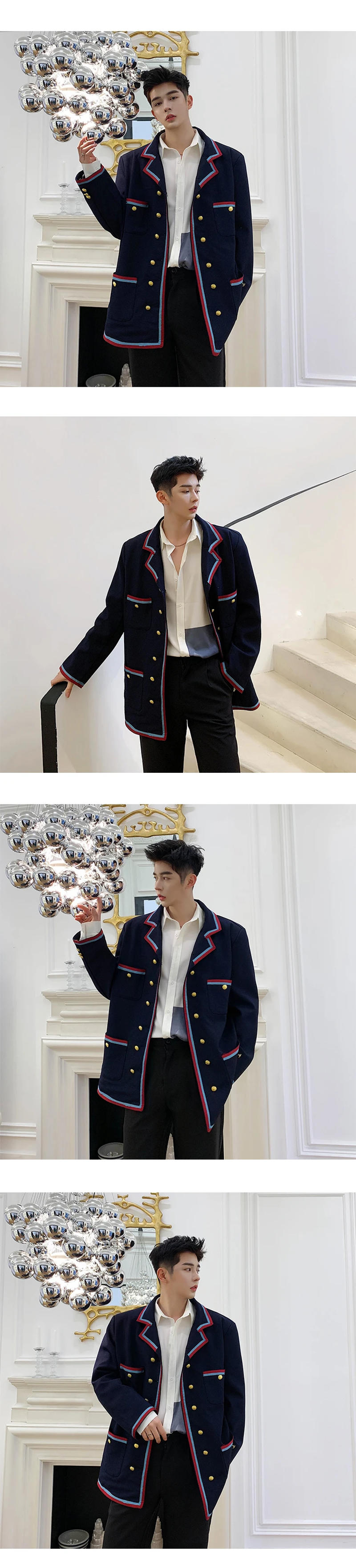 Description Picture 3 of itemLUZHEN 2024 Spring New Original Edge Color Contrast Splicing Design Korean Version Casual Blazer Coat Men Elegant Jacket LZ1273