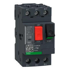 Black GV2ME06 3P 1-1.6A Thermal magnetic Screw clamp terminals Motor circuit breaker