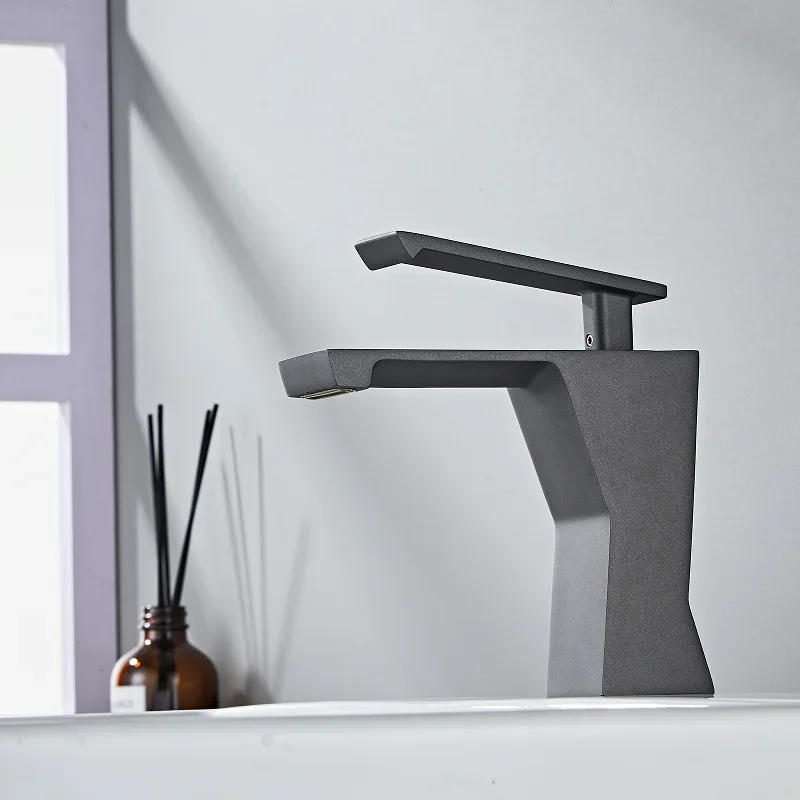 Description Picture 6 of itemBasin Faucet Brass Grey Bathroom Mixer Tap Black/White Wash basin Single Handle Hot and Cold Lavotory