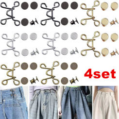 4 Set Nail-free Metal Jeans Button Snaps Detachable Pants Clips Buttons Pins DIY Waist Tightener Clothing Buckles Sewing Tools