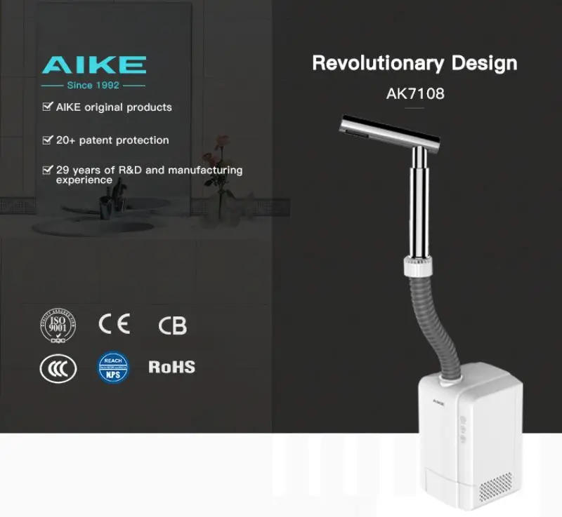 Description Picture 2 of itemAIKE Automatic Hands Dryer Creative Tap Design High Speed Airflow Bathroom Dryers 304 Stainless Steel Toilet Hands Drying Machin