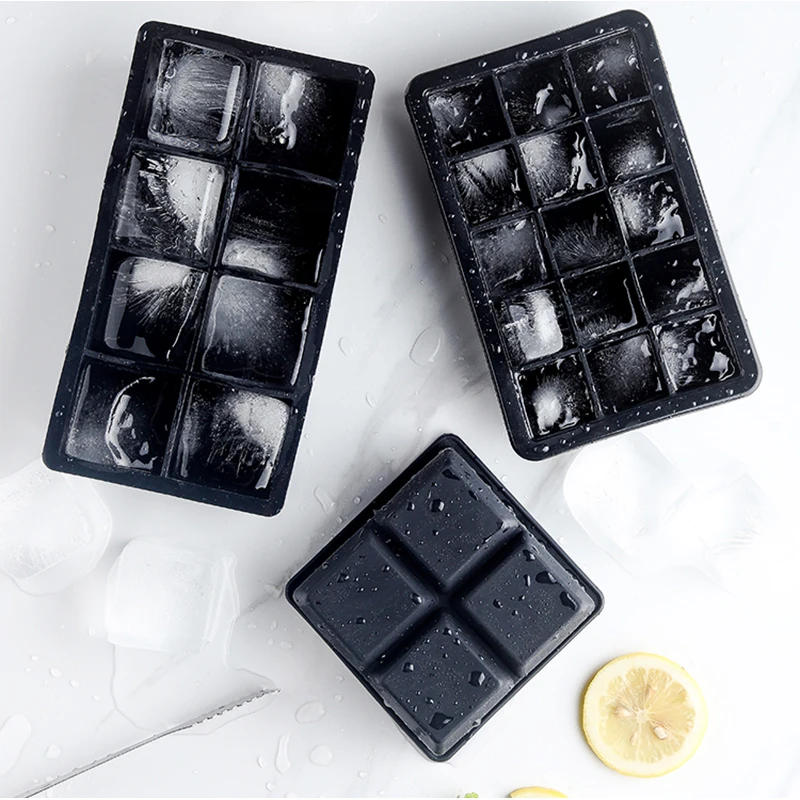 Description Picture 5 of item4/6/8/15 Grid Big Ice Tray Mold Giant Jumbo Large Food Grade Silicone Ice Cube Square Tray Mold DIY Ice Maker Ice Cube Tray