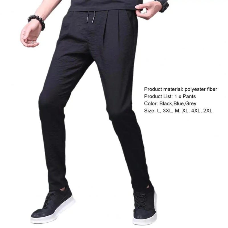 Description Picture 6 of itemMen Leggings Casual Mid-rise Straight Trousers Cool Jogger Pants Lace-up Straight Sweatpants for Working
