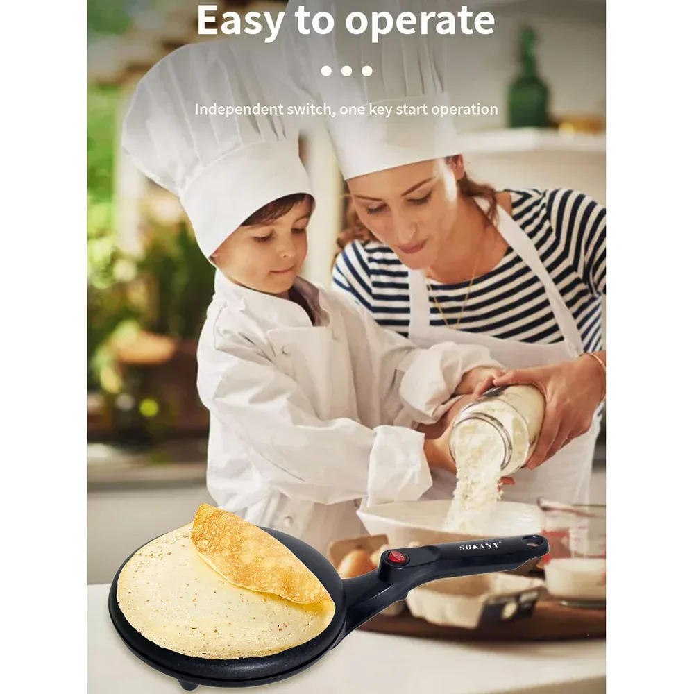 Description Picture 3 of itemElectric Pancake Maker, Temperature Control, Non-stick Layer, Cool Touch Handle, Instant Heating Spring Roll Pastry Frying Pan