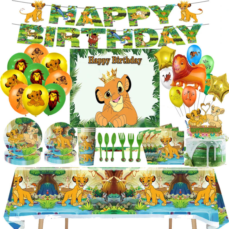 Description Picture 2 of itemLion King Sinba Disposable Tableware Paper Cup Plate Napkins Balloon For Kild's Baby Shower Birthday Party Decorations Supplies