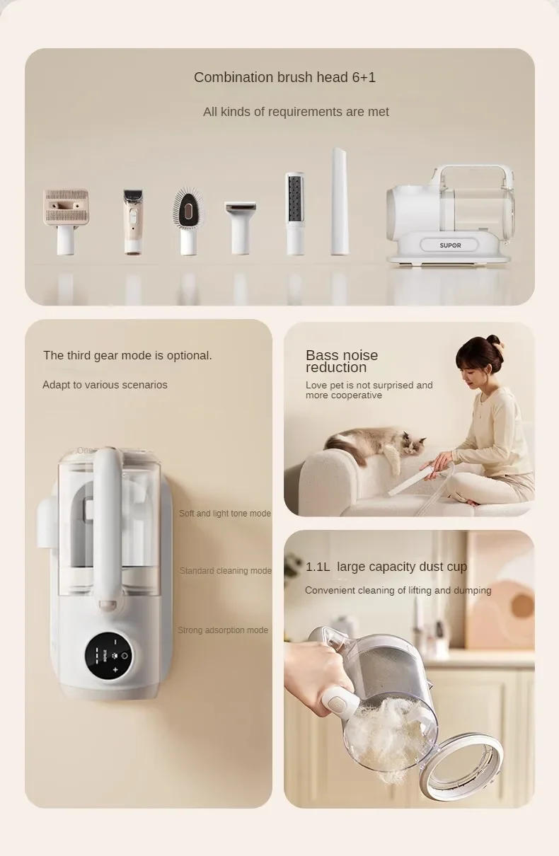 Description Picture 3 of itemPet Care Vacuum Cleaner Dogs and Cats Multi-Function Hair Care Device Suction Hair Comb Electric Clipper Foot Shaving Device