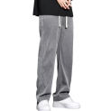 Solid Color Men Pants Japanese Style Wide Leg Men's Sweatpants with Side Pockets Drawstring Waist Solid Color Gym for Jogging