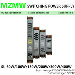 Ultrathin LED Driver 60W 100W 150W 200W 300W 400W 170-260V AC/DC 12V 24V Power Supply Light Strip Transformers Converter Adapter