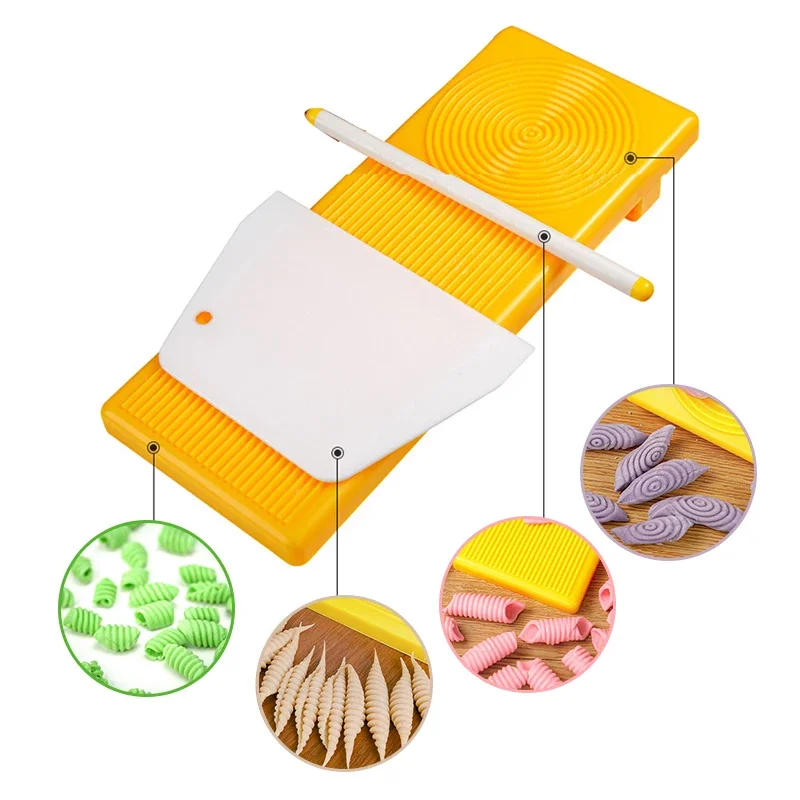 Description Picture 3 of itemPlastic Pasta Macaroni Board Spaghetti Macaroni Pasta Gnocchi Maker Rolling Pin Baby Food Supplement Molds Manual Kitchen Tool